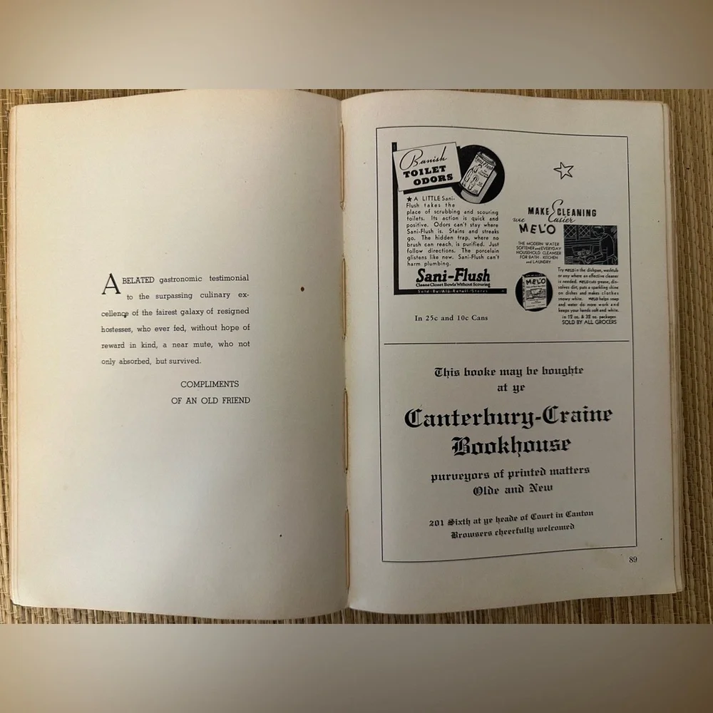 Childrens Mission Cook Book 1937 Hardcover Canton OH. Includes correction insert
